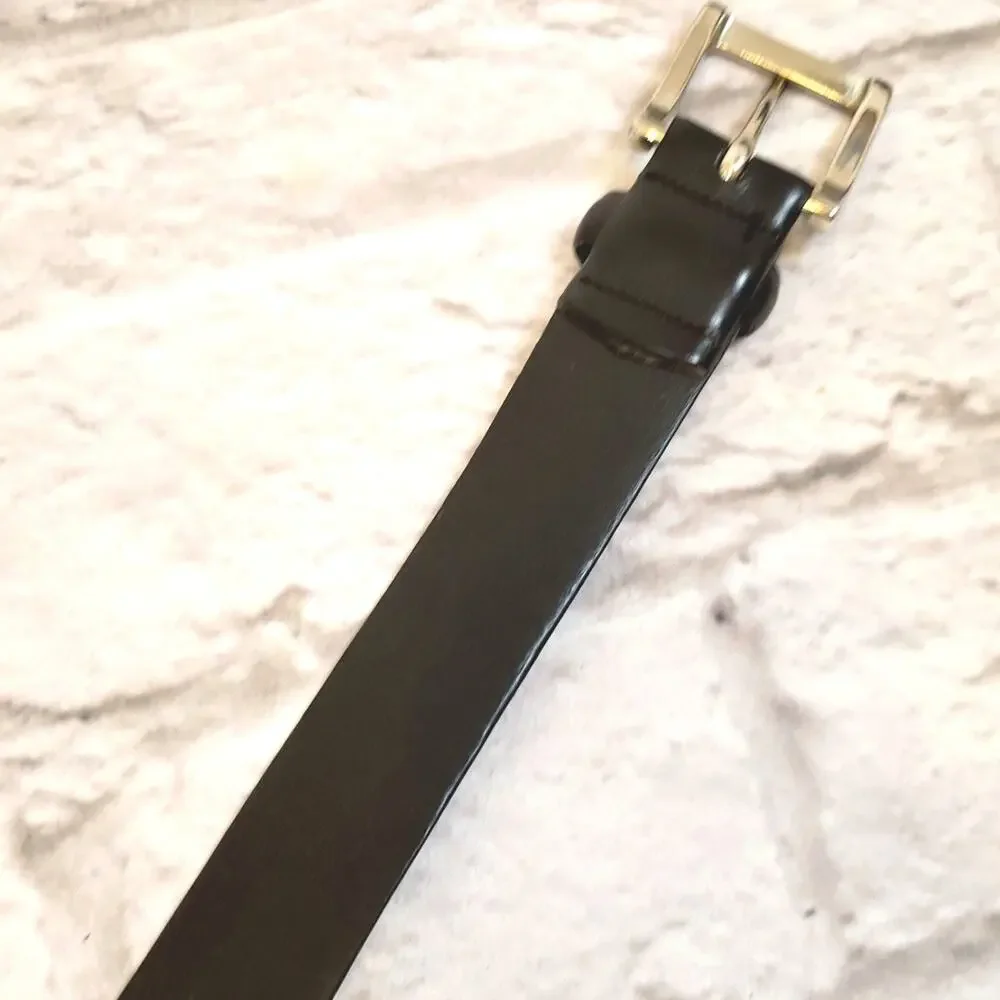 Men’s Black Italian Leather Belt Size 42 Silver Tone Buckle Classic